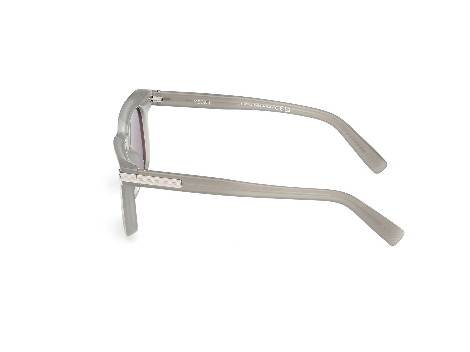 Das Bild zeigt die Bügel der Zegna Sonnenbrille 0248 in hellgrau., Zubehor, Brillen